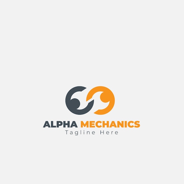Un logo pour la mécanique alpha sur fond blanc