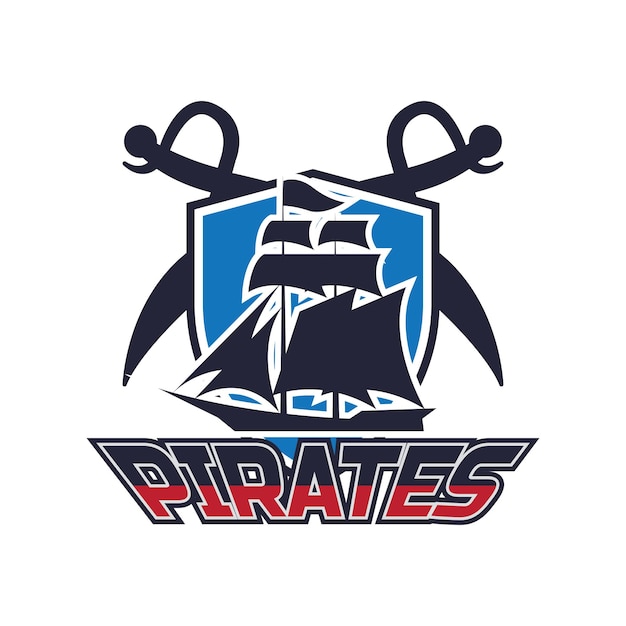 Vecteur un logo pour les pirates bleu et rouge