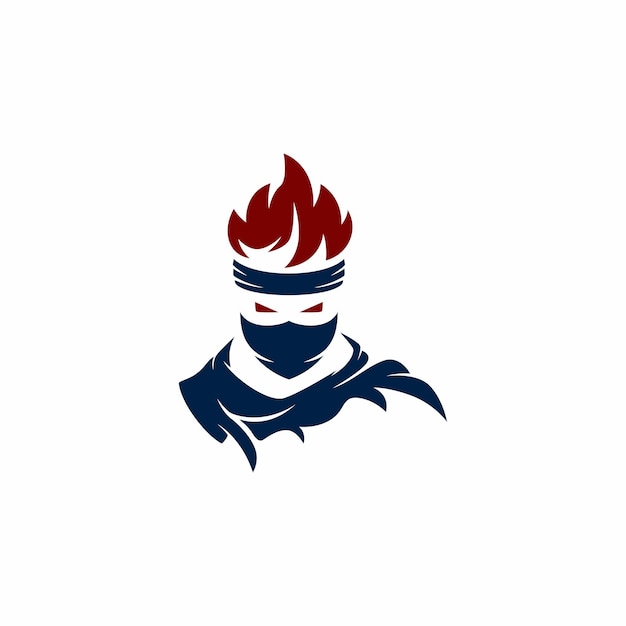 Logo pour un pompier avec des flammes sur le visage