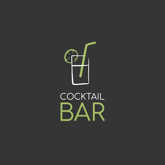 Logo pour un restaurant de boutique de bar Un verre avec une paille et un citron avec l'inscription bar à cocktails