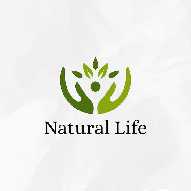 Vecteur un logo pour la vie naturelle avec des mains et une plante.