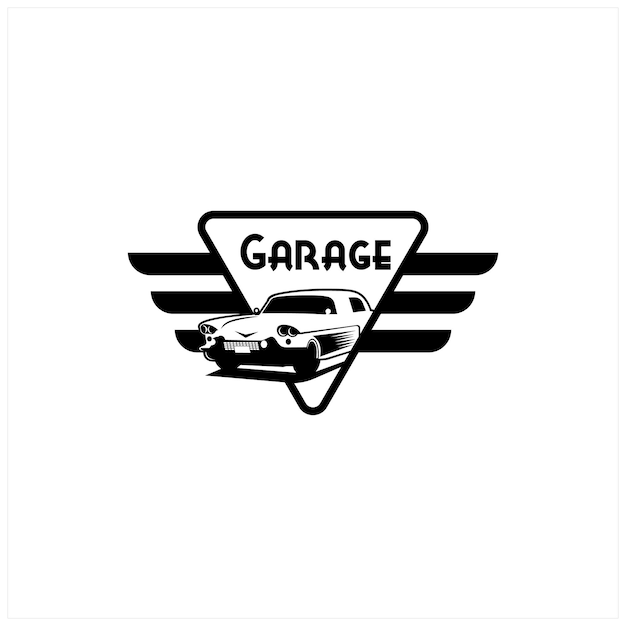 Vecteur un logo pour une voiture avec un signe qui dit garage sur elle