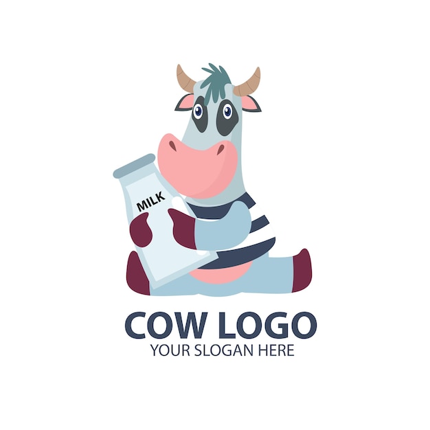 Logo pour votre entreprise avec un joli personnage de vache