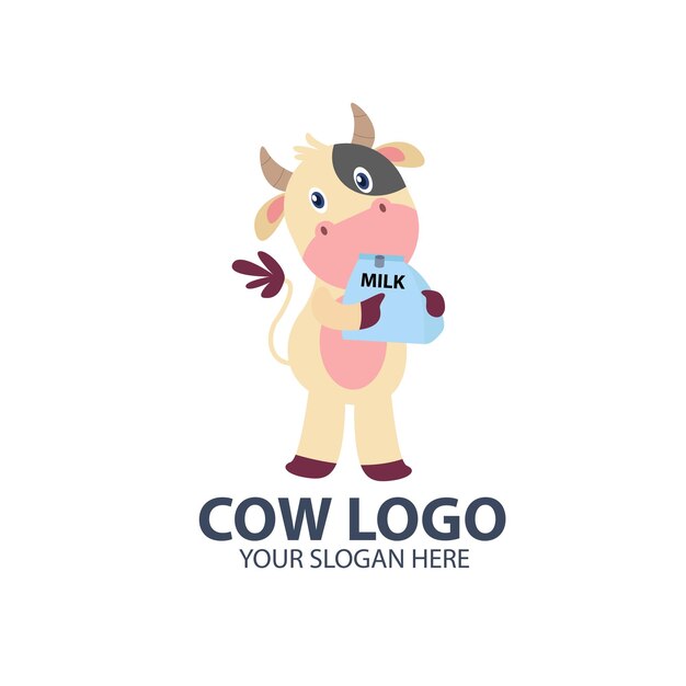 Logo pour votre entreprise avec un joli personnage de vache