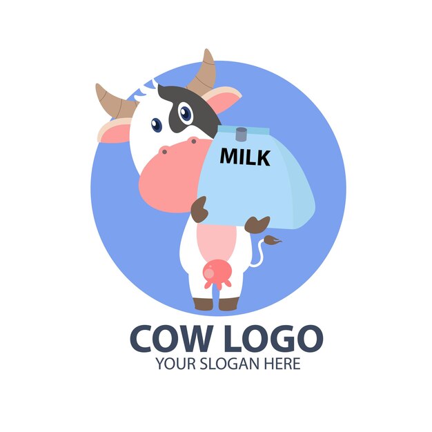 Logo pour votre entreprise avec un joli personnage de vache