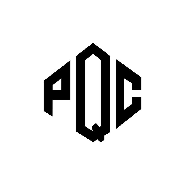 Le logo PQC en forme de lettre avec forme de polygone PQC polygon et forme de cube PQC hexagone modèle de logo vectoriel couleurs blanches et noires PQC monogramme logo d'entreprise et immobilier