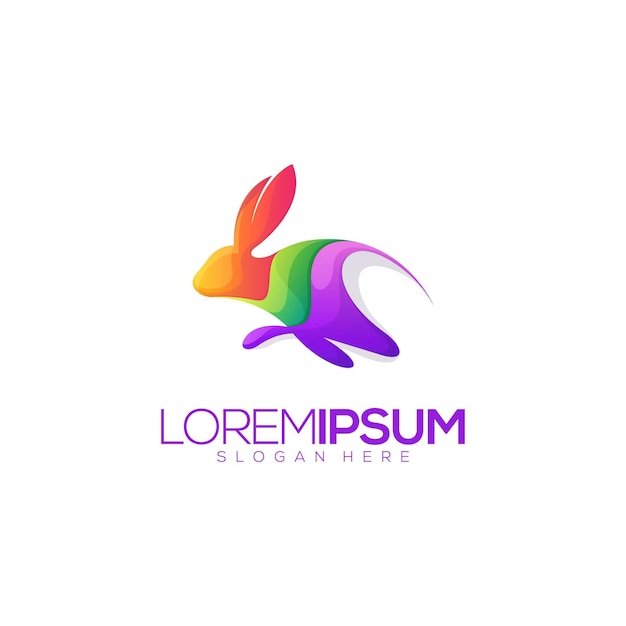 Logo Premium Lapin Coloré Impressionnant