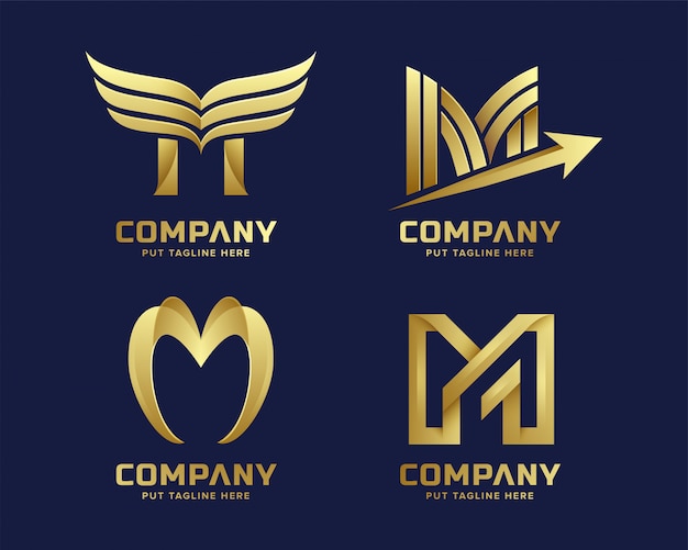 Logo Premium Lettre M En Or Pour Entreprise