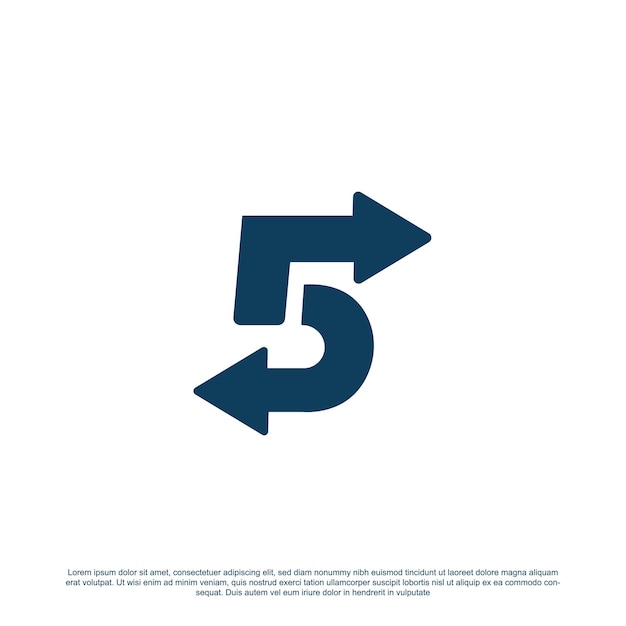 Logo Premium Numéro Cinq 5 Avec Vecteur à Deux Flèches