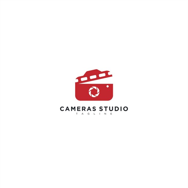 Vecteur logo de production du studio de caméra en bois rouge