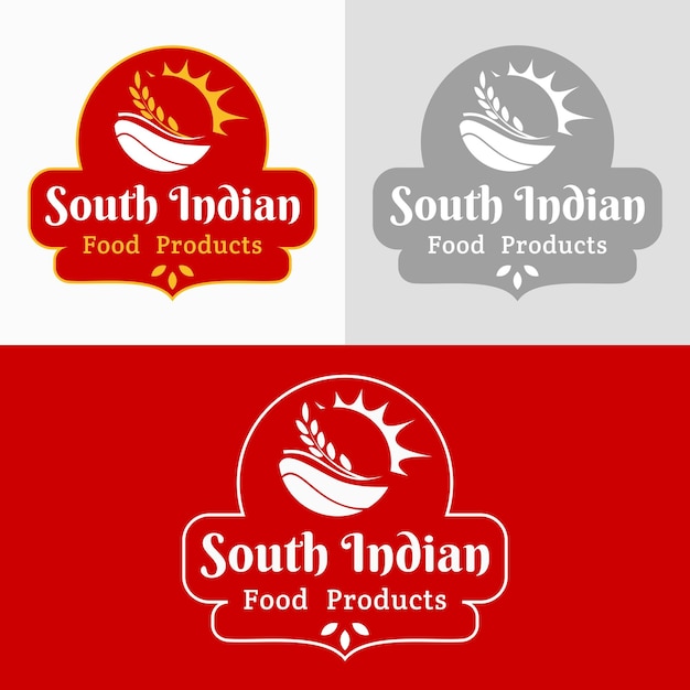 Logo De Produit Alimentaire Du Sud De L'inde Avec Concept De Soleil Et De Blé