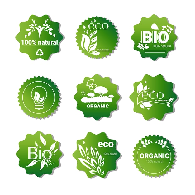 Vecteur logo de produit naturel organique écologique