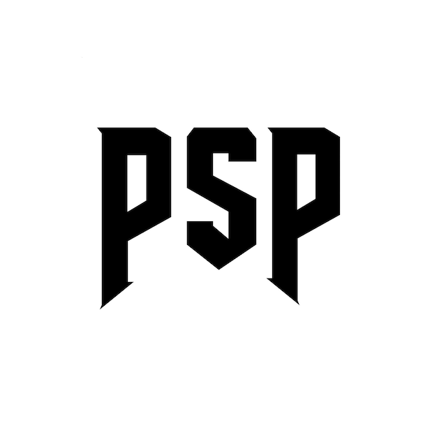 Le logo PSP est une combinaison de couleurs en noir et blanc, le logo PSP vectoriel, l'icône PSP, l'alphabet et la typographie.