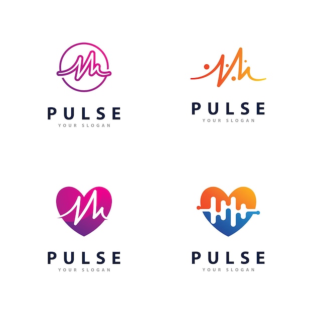 Logo Pulse Wave Vector Modèle De Conception De Logo D'ondes Sonores Créatives