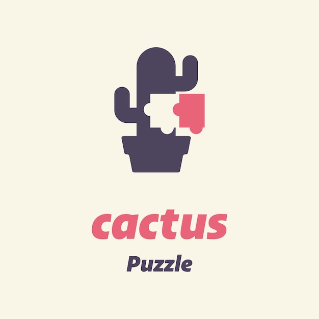 Logo de puzzle de cactus