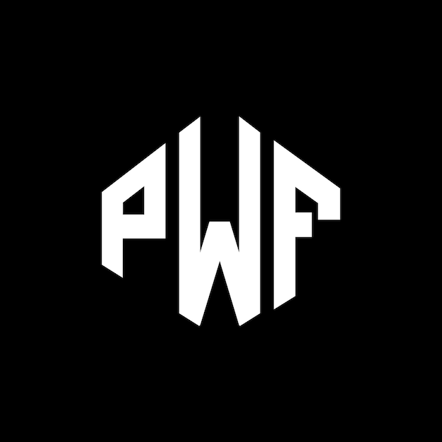 Vecteur le logo pwf en forme de lettre avec forme de polygone pwf polygon et forme de cube pwf hexagone modèle de logo vectoriel couleurs blanches et noires pwf monogramme logo d'entreprise et immobilier