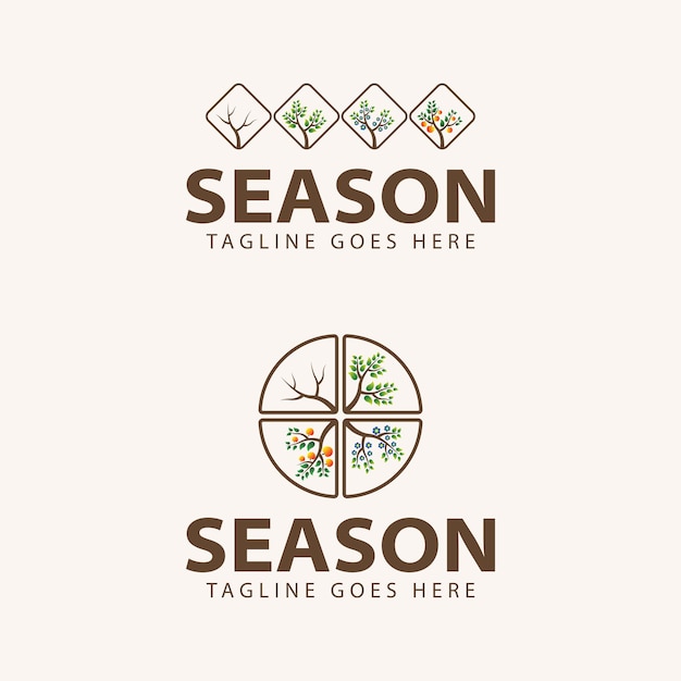 Logo Des Quatre Saisons Hiver été Automne Printemps.