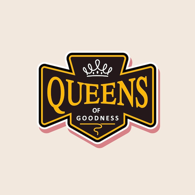 Logo Queen Shield avec icône de couronne dans l'inspiration de conception de vecteur de style médiéval