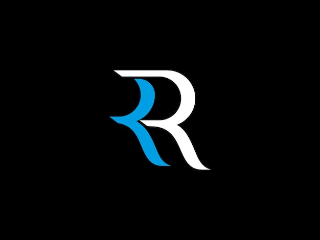 Logo R Bleu Et Blanc Sur Fond Noir