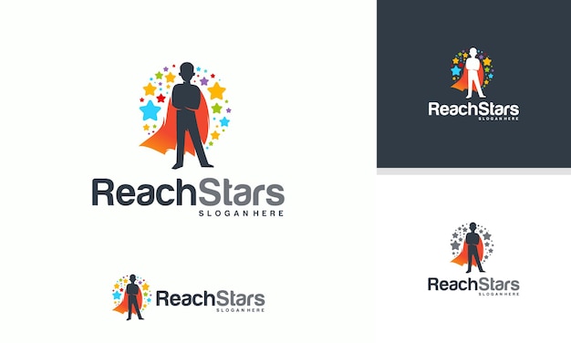 Logo Reaching Star, Créations De Logo D'apprentissage En Ligne, Logo Super Kids Reach Dreams Et Logo Kids Hero