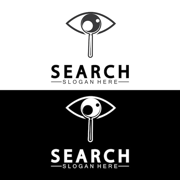 Logo De Recherche Avec Vecteur D'icône De Symbole De Loupe Et D'oeil