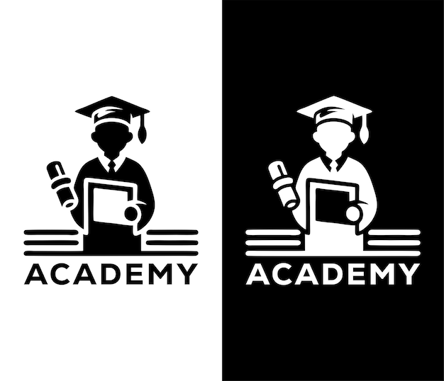 Vecteur logo de la remise des diplômes deux variantes fond noir et blanc