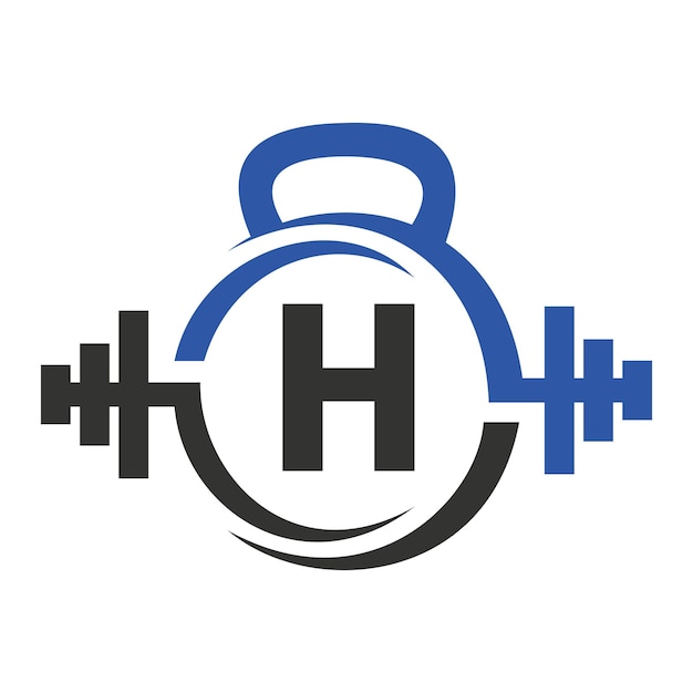 Logo de remise en forme sur le modèle de vecteur de signe de lettre H Gym et Fitness H