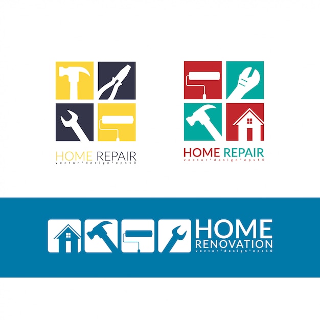 Vecteur logo de réparation de maison créative