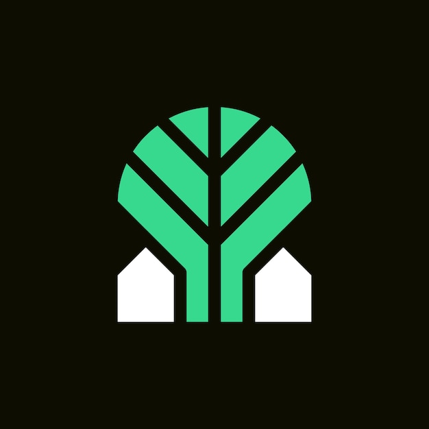 Vecteur logo résidentiel de la maison d'arbre moderne