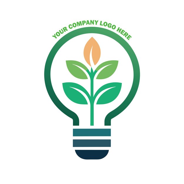 Vecteur logo des ressources énergétiques renouvelables avec une ampoule électrique dynamique alimentée par une usine