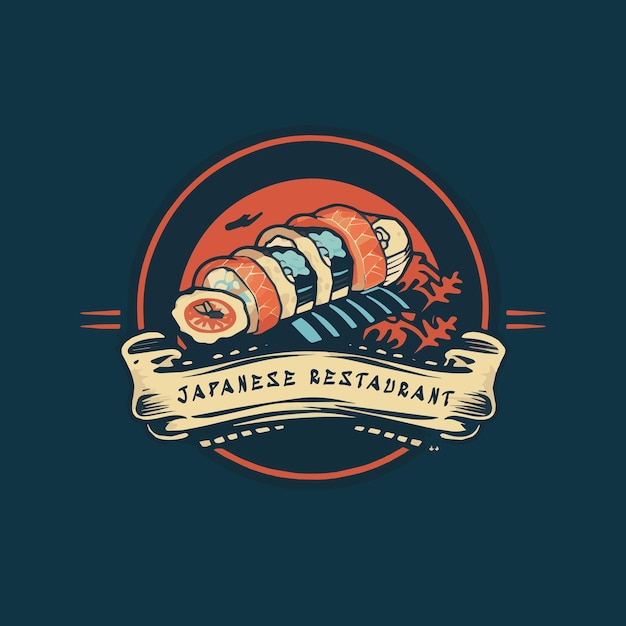 Vecteur logo de restaurant japonais d'art vectoriel