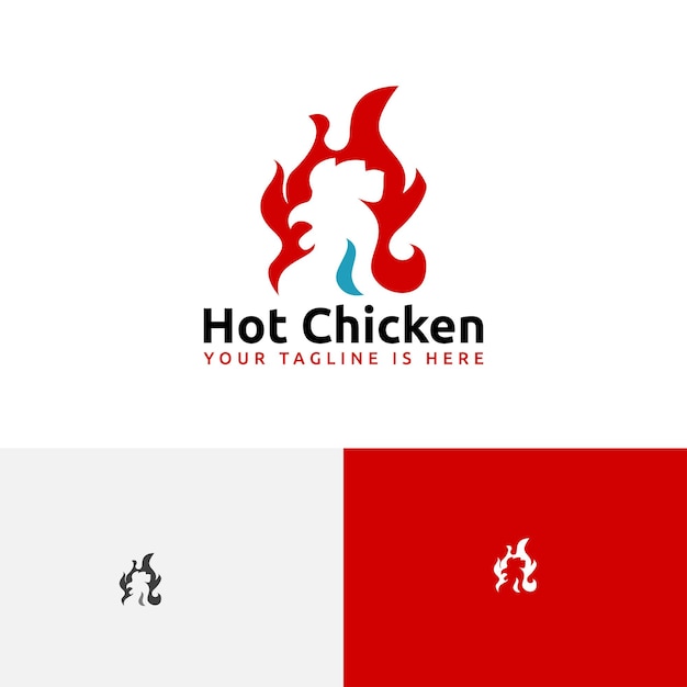 Logo De Restaurant De Nourriture De Coq De Feu De Flamme De Poulet Chaud