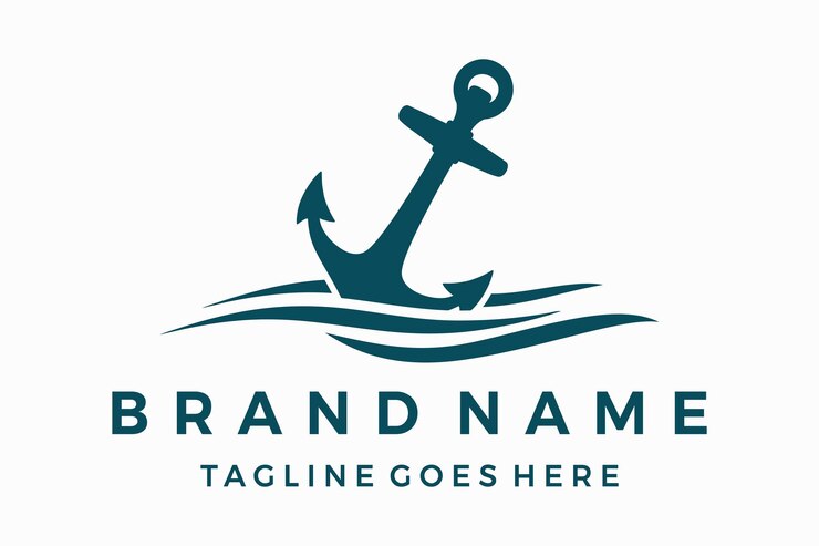 Vecteur le logo rétro des emblèmes marins avec une ancre et une ancre à corde modèle vectoriel de conception du logo