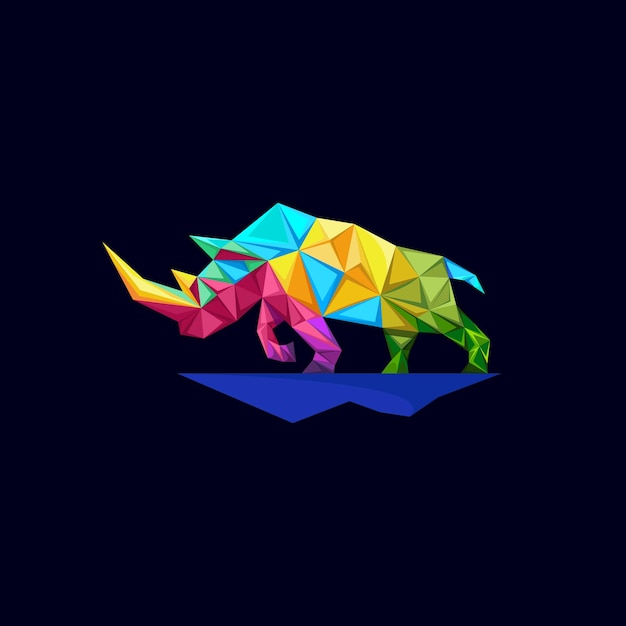 Logo Rhino Avec Concept Origami Et Vecteur De Conception De Style Coloré