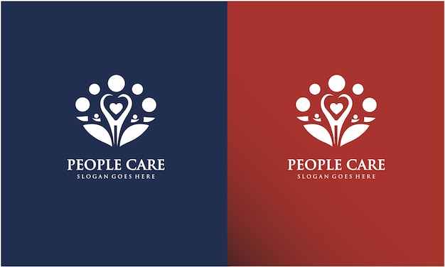 un logo rouge et bleu pour les gens avec un cœur sur le devant
