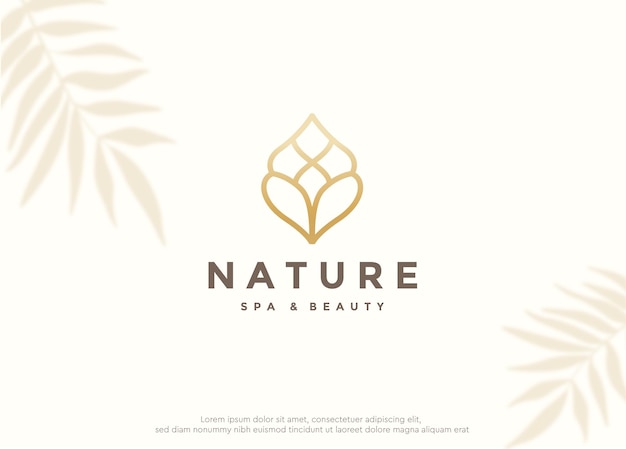 Logo de salon de beauté spa feuille nature de luxe