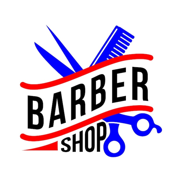 Vecteur un logo de salon de coiffure avec des ciseaux et un ruban qui dit salon de coiffure