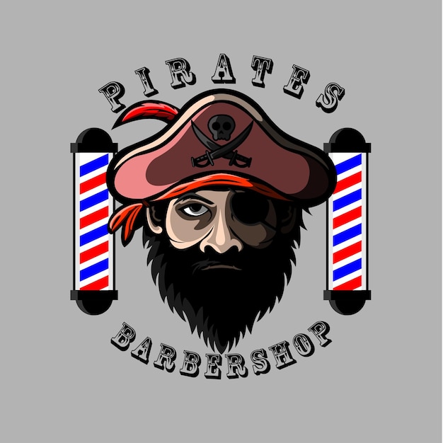 Vecteur logo de salon de coiffure pirate