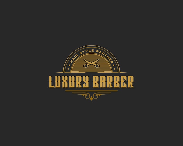 Logo De Salon De Coiffure Style De Luxe Vintage