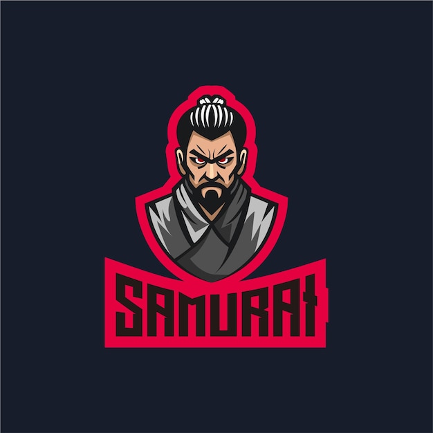 logo samouraï mascotte e sport illustration