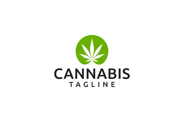 Vecteur logo de santé du cannabis en silhouette verte