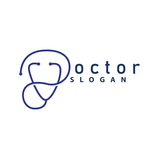 Logo Santé Médecin Stéthoscope Icône Conception Ligne Soins Santé Vecteur Illustration Silhouette