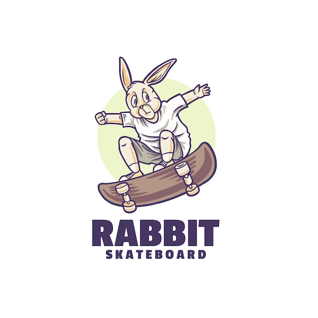 Logo De Saut De Planche à Roulettes De Lapin