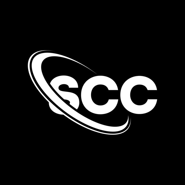 Vecteur le logo scc est composé d'initiales, un logo scc lié à un cercle et un monogramme en majuscules, une typographie scc pour les entreprises technologiques et la marque immobilière.