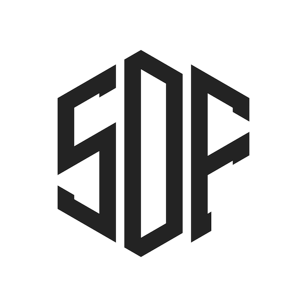 Logo SDF Design Lettres initiales Monogramme SDF Logo en forme d'hexagone