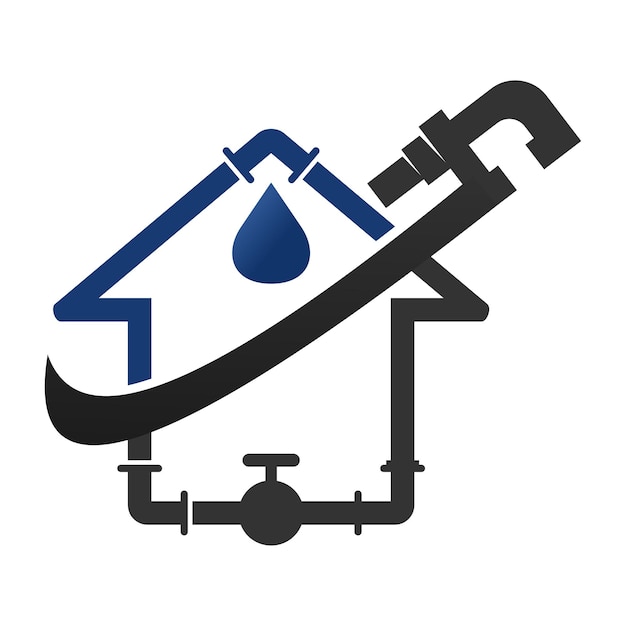 Logo De Service De Plomberie Avec Maison Et Goutte D'eau Icône Illustration Identité De Marque