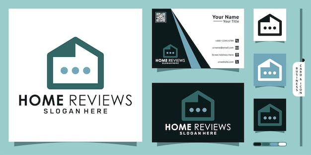 Logo de services à domicile avec avis concept moderne et conception de carte de visite Vecteur Premium