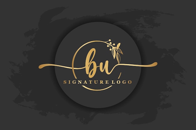 Logo De Signature Dorée Pour La Lettre Initiale Lettre Bu Image D'illustration Vectorielle De L'écriture Manuscrite