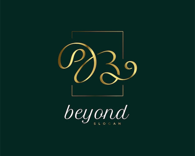 Vecteur logo de signature de lettre b de luxe en or logo de lettre b élégant et minimaliste avec style d'écriture manuscrite
