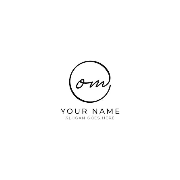 Logo de la signature à la lettre initiale Alphabet OM en forme ronde